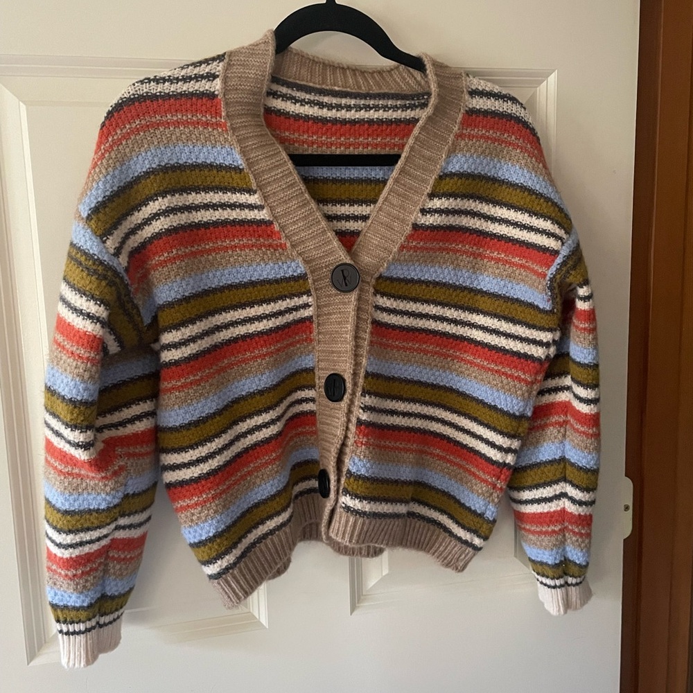 Striped Button-Up Cardigan